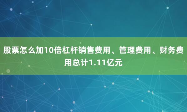 股票怎么加10倍杠杆销售费用、管理费用、财务费用总计1.11亿元